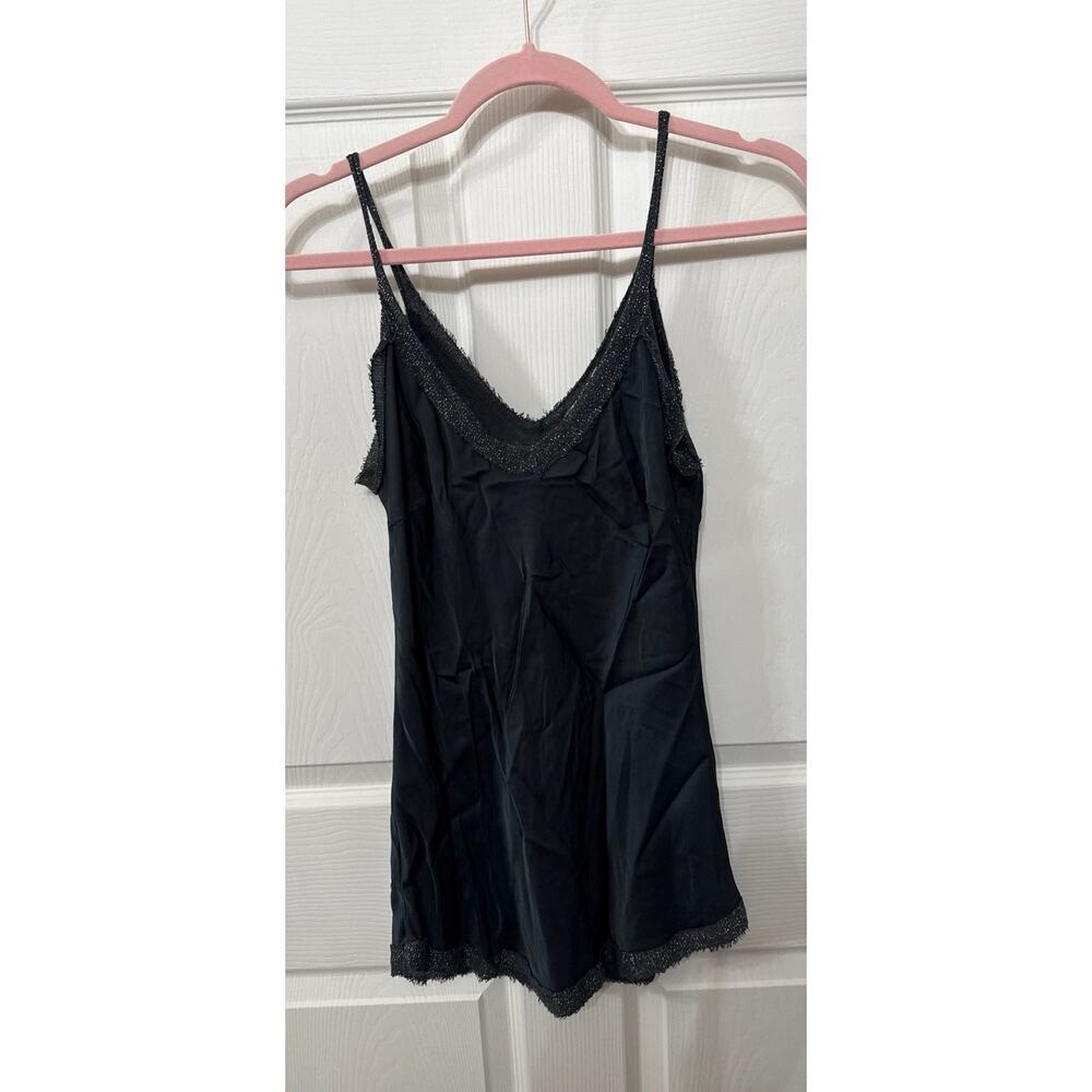 Sofia Made in Italy Gray Satin Spaghetti Strap Tank, S